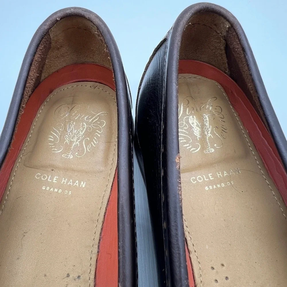 Cole Haan Grand OS Loafers Pinch Hand Sewn Buckle Loafers Men's 8 Leather Brogue